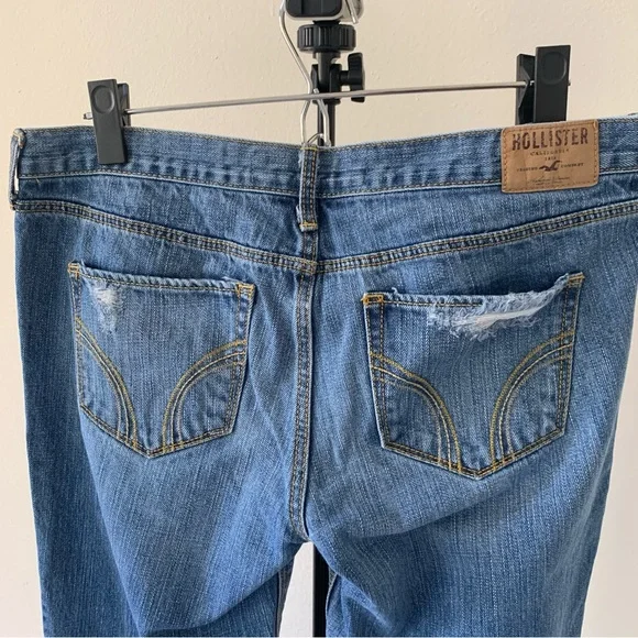 Hollister Y2K Cali Flare Low-Rise Distressed Blue Jeans Size 9R - Picture 4 of 4